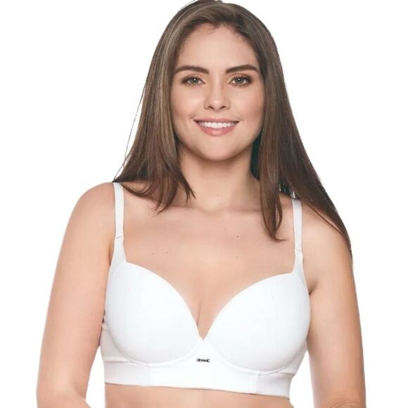 Laura Colombian Lingerie Full Coverage Wired Bra 34C White Wired Wide Back Comfy - Picture 7 of 9